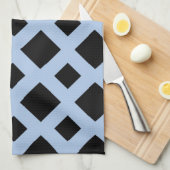 Linge De Cuisine Diamants noirs sur fond bleu clair (Quart Plié)
