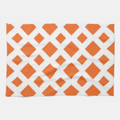 Linge De Cuisine Diamants orange sur fond blanc (Horizontal)