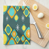 Linge De Cuisine Diamants Ovals Starburts Turquoise (Quart Plié)