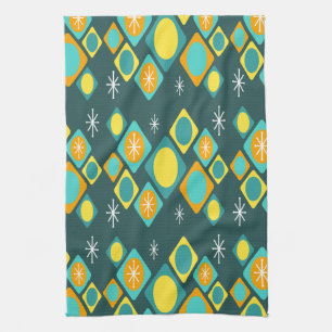 Linge De Cuisine Diamants Ovals Starburts Turquoise