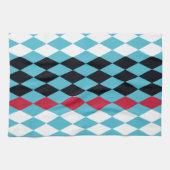 Linge De Cuisine Diamants rétro rouge, blanc, noir (Horizontal)