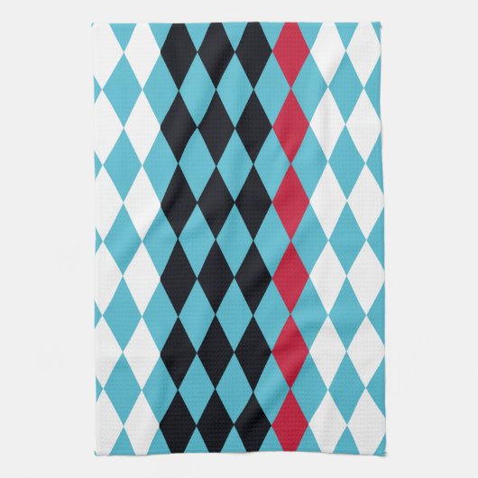 Linge De Cuisine Diamants rétro rouge, blanc, noir (Vertical)