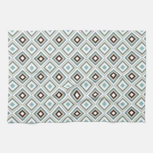 Linge De Cuisine Diamants rétro Turquoise Brown (Horizontal)