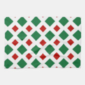 Linge De Cuisine Diamants verts et rouges sur blanc (Horizontal)
