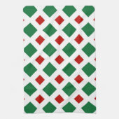 Linge De Cuisine Diamants verts et rouges sur blanc (Vertical)