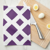 Linge De Cuisine Diamants violets sur fond blanc (Quart Plié)