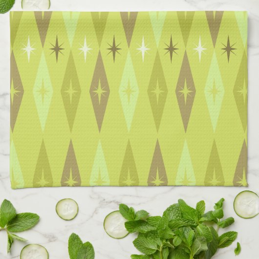 Linge De Cuisine Diamonds Stars Chartreuse, 1950 (Plié)