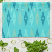 Linge De Cuisine Diamonds Stars Turquoise de 1950 atomique (Plié)