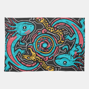 Linge De Cuisine Dieu aztèque Xolotl combattant l'art tribal de la 