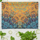 Linge De Cuisine Digital Mandala jaune bleu et rouge (Plié)