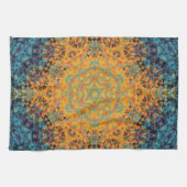 Linge De Cuisine Digital Mandala jaune bleu et rouge (Horizontal)