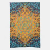 Linge De Cuisine Digital Mandala jaune bleu et rouge (Vertical)