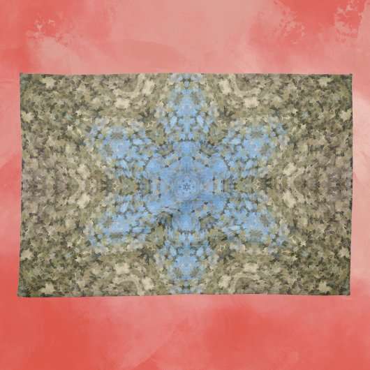 Linge De Cuisine Digital Mandala jaune et bleu