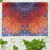 Linge De Cuisine Digital Mandala rouge orange et bleu (Plié)