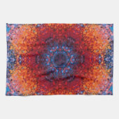 Linge De Cuisine Digital Mandala rouge orange et bleu (Horizontal)