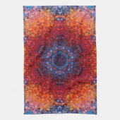 Linge De Cuisine Digital Mandala rouge orange et bleu (Vertical)