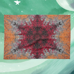 Linge De Cuisine Digital Mandala rouge orange et bleu