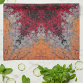 Linge De Cuisine Digital Mandala rouge orange et bleu (Plié)