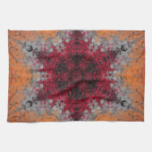 Linge De Cuisine Digital Mandala rouge orange et bleu (Horizontal)