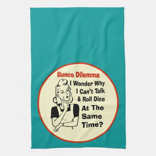 Linge De Cuisine Dilemme drôle de Bunco avec la rétro femme (Vertical)