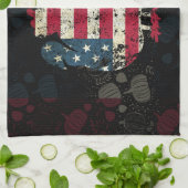 Linge De Cuisine Dinde de Thanksgiving avec drapeau américain (Plié)