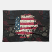 Linge De Cuisine Dinde de Thanksgiving avec drapeau américain (Horizontal)