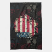 Linge De Cuisine Dinde de Thanksgiving avec drapeau américain (Vertical)