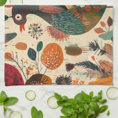 Linge De Cuisine Dinde rétro boho patchwork d'automne (Plié)