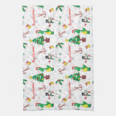 Linge De Cuisine dinosaure de Noël et bonhomme de neige (Vertical)