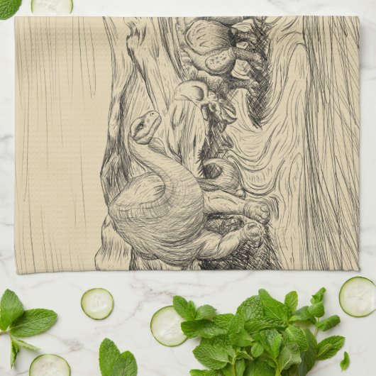 Linge De Cuisine Dinosaures classiques (Plié)