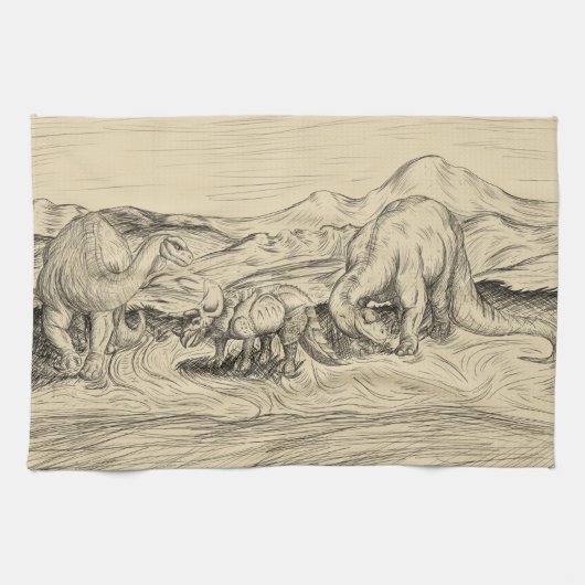 Linge De Cuisine Dinosaures classiques (Horizontal)