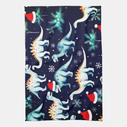 Linge De Cuisine Dinosaures de Noël (Vertical)