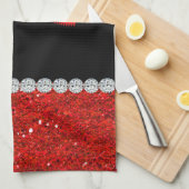 Linge De Cuisine Diva de diamant (parties scintillantes rouges) (Quart Plié)