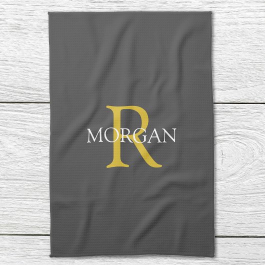 Linge De Cuisine do-it-yourself Monogramme et nom, Texte or/blanc,