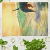 Linge De Cuisine Doberman Beach Surf Peinture (Plié)