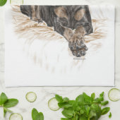 Linge De Cuisine Doberman Chien oreilles naturelles (Plié)