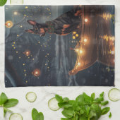 Linge De Cuisine Doberman Christmas Festive Voyage (Plié)