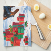 Linge De Cuisine Doberman coule dans la neige avec le Casquette de  (Quart Plié)