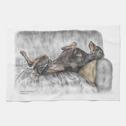 Linge De Cuisine Doberman drôle sur Sofa (Horizontal)