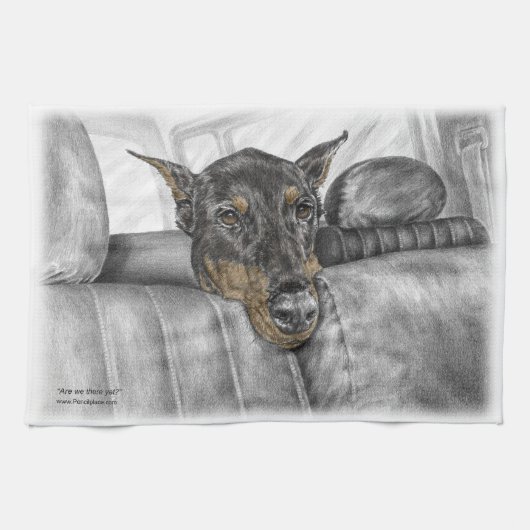 Linge De Cuisine Doberman en voiture (Horizontal)