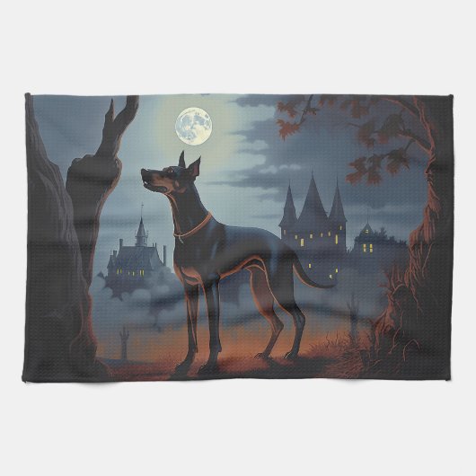 Linge De Cuisine Doberman Halloween Épouvantable (Horizontal)