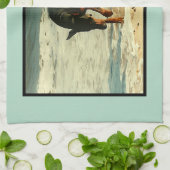 Linge De Cuisine Dobermann à l'image de peinture de plage (Plié)