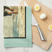 Linge De Cuisine Dobermann à l'image de peinture de plage (Quart Plié)