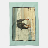 Linge De Cuisine Dobermann à l'image de peinture de plage (Vertical)