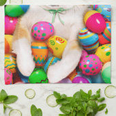 Linge De Cuisine Dog Laying on Easter Eggs (Plié)