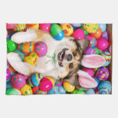 Linge De Cuisine Dog Laying on Easter Eggs (Horizontal)