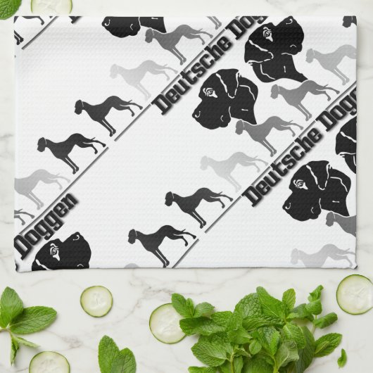Linge De Cuisine Dogue Logo Noir Gris (Plié)