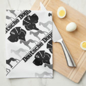 Linge De Cuisine Dogue Logo Noir Gris (Quart Plié)