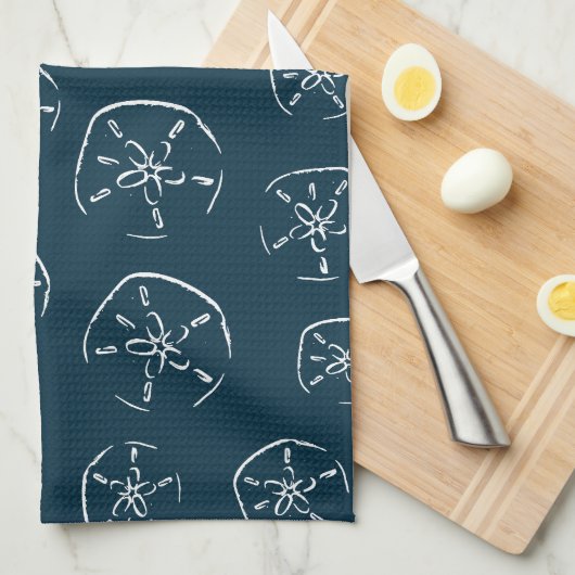 Linge De Cuisine Dollar de sable Motif Dessin Océan Bleu (Quart Plié)