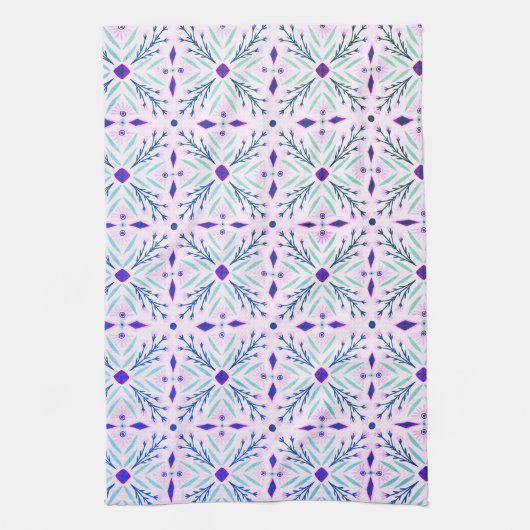 Linge De Cuisine Dolores Carreaux Motif Mint rose pourpre (Vertical)